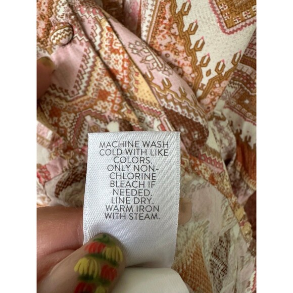 J Jill Pintuck Southwest Sunset Colors Patchwork Button Down Tunic Top Petite M - Picture 9 of 10